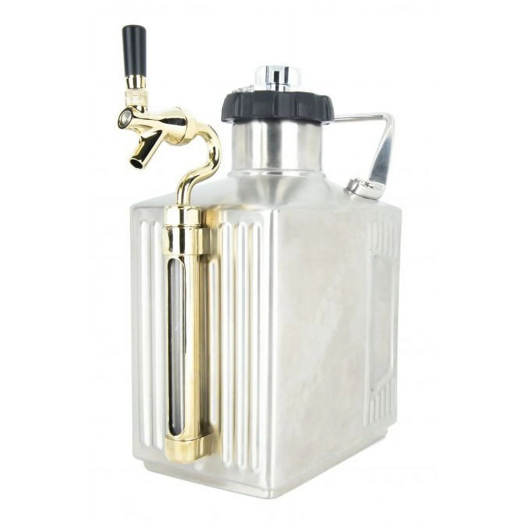 128 oz Brushed Polish Pressurized Growler with Cap and Tap