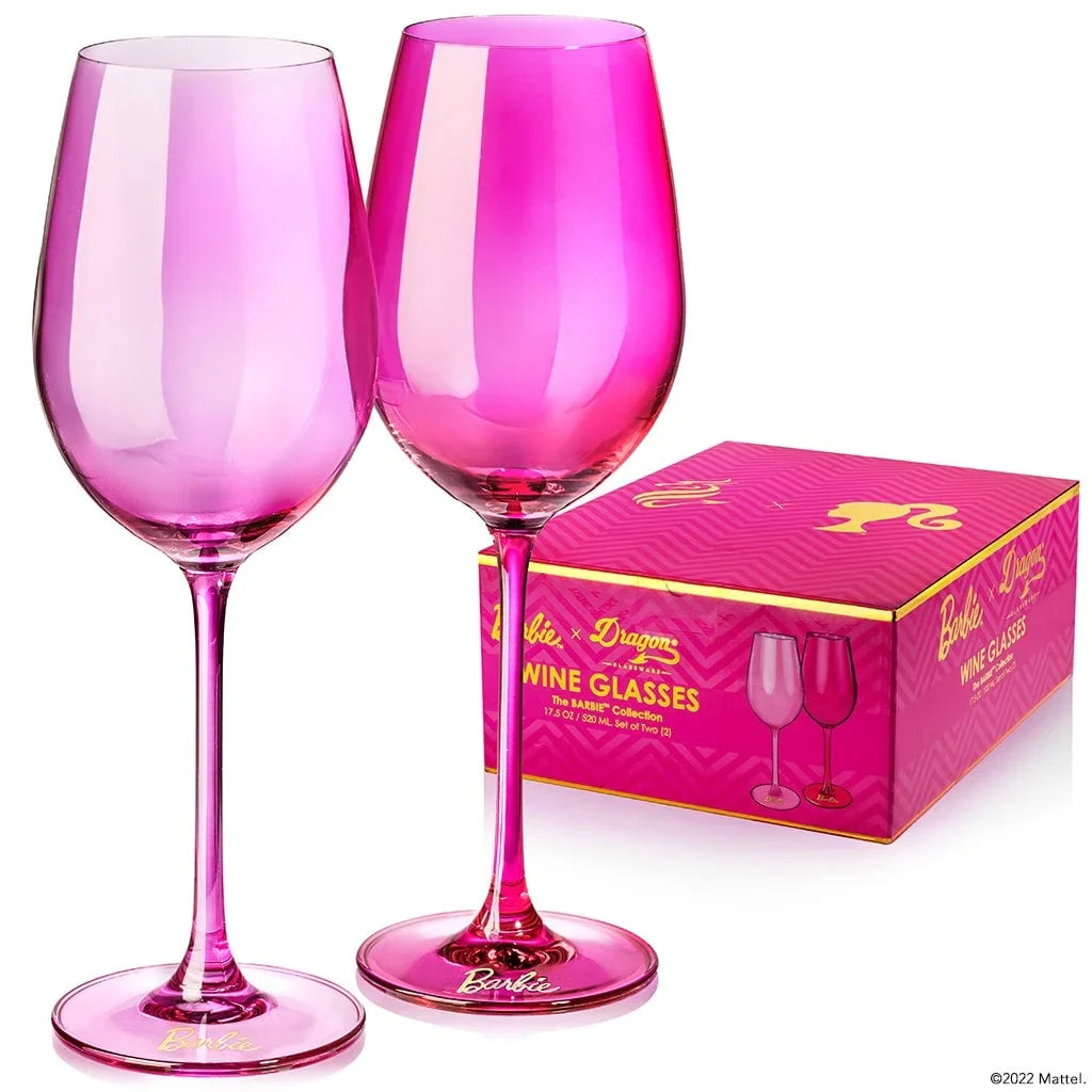 Barbie x Dragon Glassware 17.5 oz Stemmed Wine Glasses Set of 2
