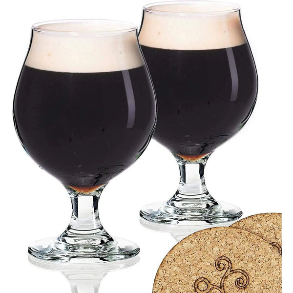 Beer Glasses Belgian Tulip - 16 oz Beer Glass - set of 2 - Birthday Housewarming Gift