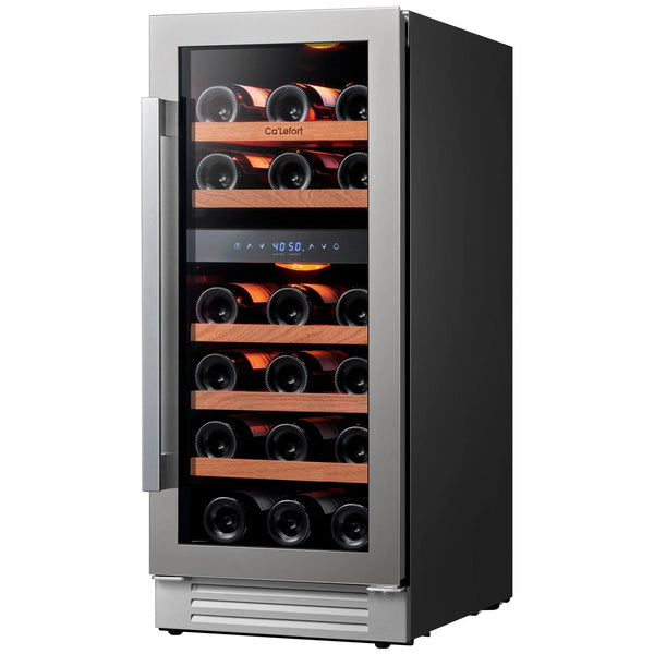 Ca'Lefort 15 inch Wine Cooler Refrigerator, 28 Bottle Dual Zone Wine Fridge