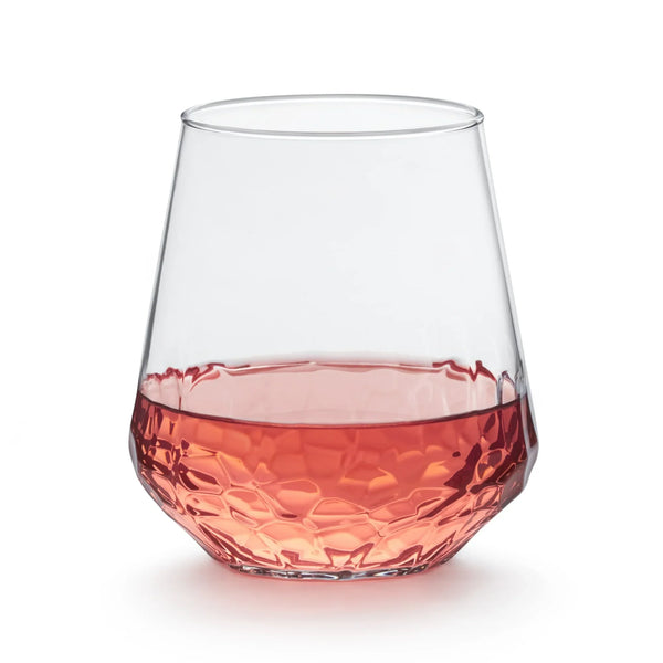 Libbey Hammered Stemless Wine Glasses Set of 8, 17 oz
