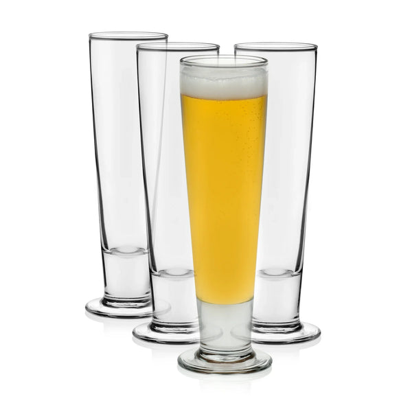 Libbey Stockholm Pilsner Beer Glasses Set of 4, 14.5oz, Tall Pint Glasses for Pilsner