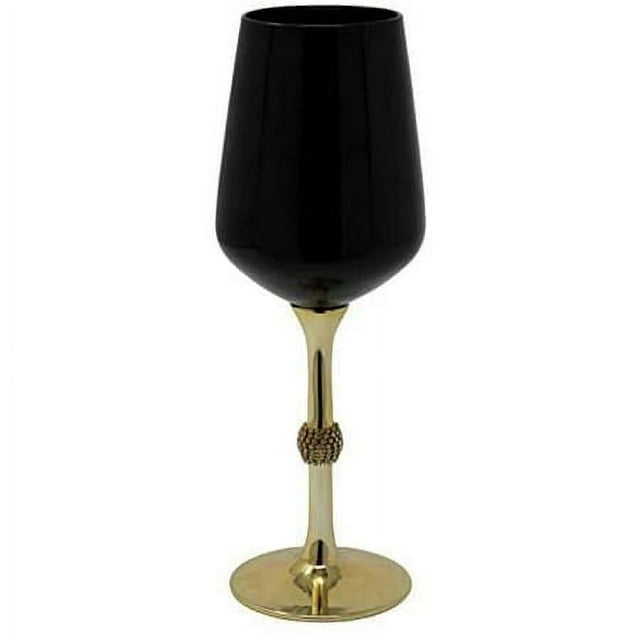 Madison Dcor Black and Gold Wine Glasses | 14.2 Ounce Cup Striking Design