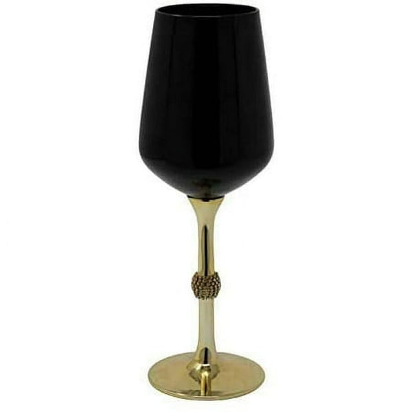 Madison Dcor Black and Gold Wine Glasses | 14.2 Ounce Cup Striking Design