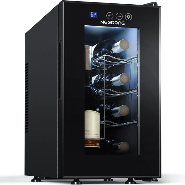 NEEDONE 8 Bottle Wine Cooler Refrigerator, Thermoelectric Wine Fridge Cellar