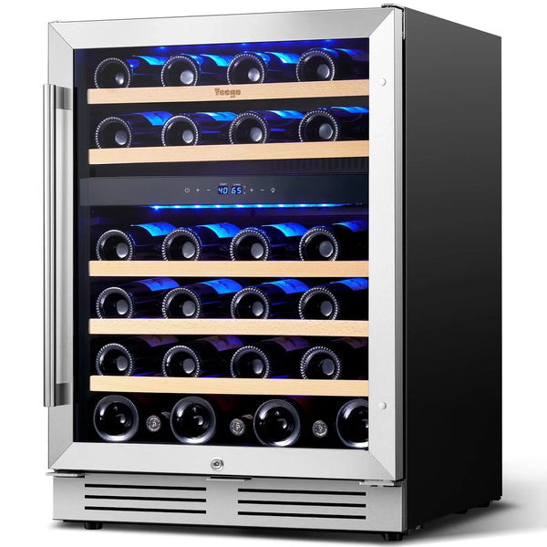 Yeego 24" Wine Refrigerator Cooler, 47 Bottle Wine Fridge Dual Zone